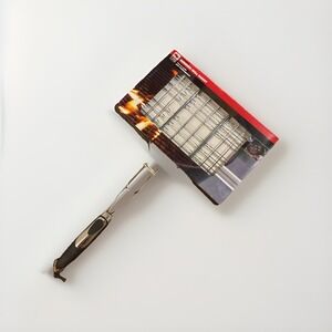 Range Master Chrome Plated Barbecue Grill Basket 6 Burgers Non-Slip Handle NIB